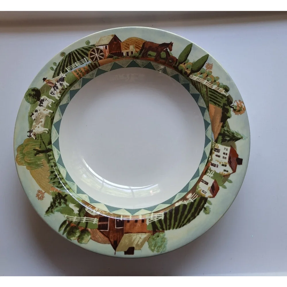 2 Farberware By Retroneu Country Life Rimmed Soup Bowls 9
